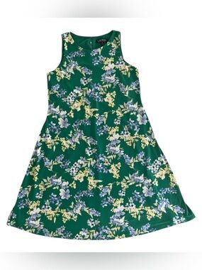 Lauren Ralph Lauren Floral A-Line Dress Sz 6 Sleeveless Green Blue Yellow